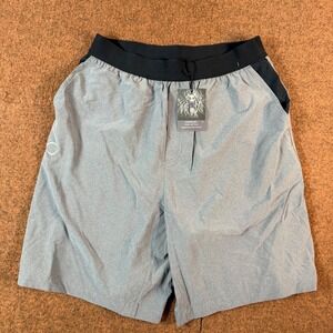 A+ OHMME Warrior I Men Yoga Shorts Gray Black Athletic Gym Workout Size M NWT